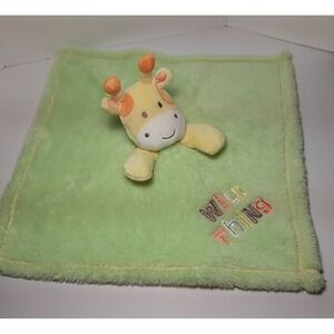 Baby Gear Blanket Security Lovey Nunu Giraffe Green Yellow Wild Thing 14 x 14